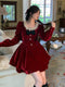 Vintage Red Velvet Mini Dress