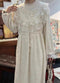 Lace Trim Fleece Lined Drawstring Dress