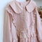 Peter Pan Collar Embroidered Lace Drawstring Dress