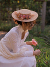 Rose Straw Flat Hat