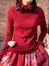 Lace Turtle Neck Woolen Bottom Shirt