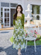 Spring Vibe Crocheted Flower Slip Dress + Green Cardigan
