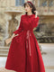 Vintage A-line Waist Long Sleeve Dress