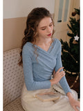 Romantic V Neck Knit Top + Lace Skirt