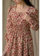 Vintage Square Neckline Floral Dress