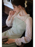 Jacquard Lace Top + Green Slip Dress