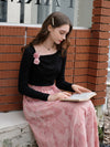 Romantic Homemade 3D Flower Top + Floral Skirt 2pcs Set