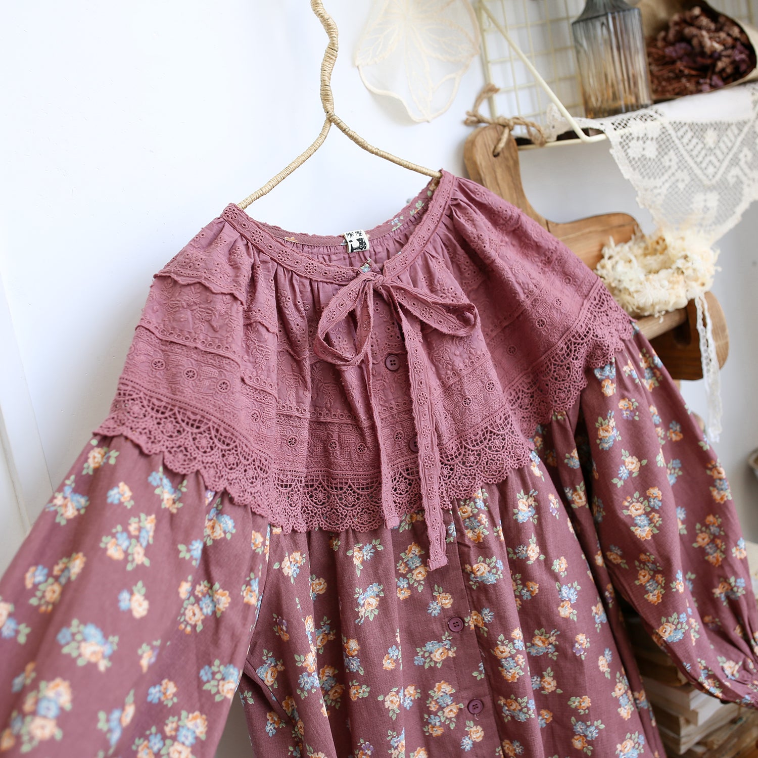 Farmcore Cotton Lace Patchwork Floral Shirt– The Cottagecore