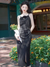 Elegant Black Slip Dress + Cardigan 2pcs Set
