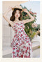 Vintage Pleated Rose Print Slip Dress