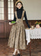 Knit Turtleneck Top + Corduroy Floral Pinafore Dress 2pcs Set