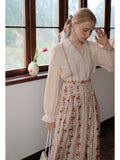 Lace Jacquard Blouse + Vintage Print Skirt