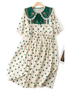 Mori Kei Cute Embroidered Polka Dot Dress