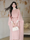 Romantic Caped Coat + Knitted Top + Overall Dress 3pcs Set (Belt Included)