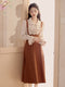 Vintage Overall Dress + Blouse 2pcs Set