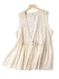 100% Cotton Eyelet Lace Embroidered Vest