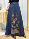 Oriental Aesthetic Embroidered Denim Skirt