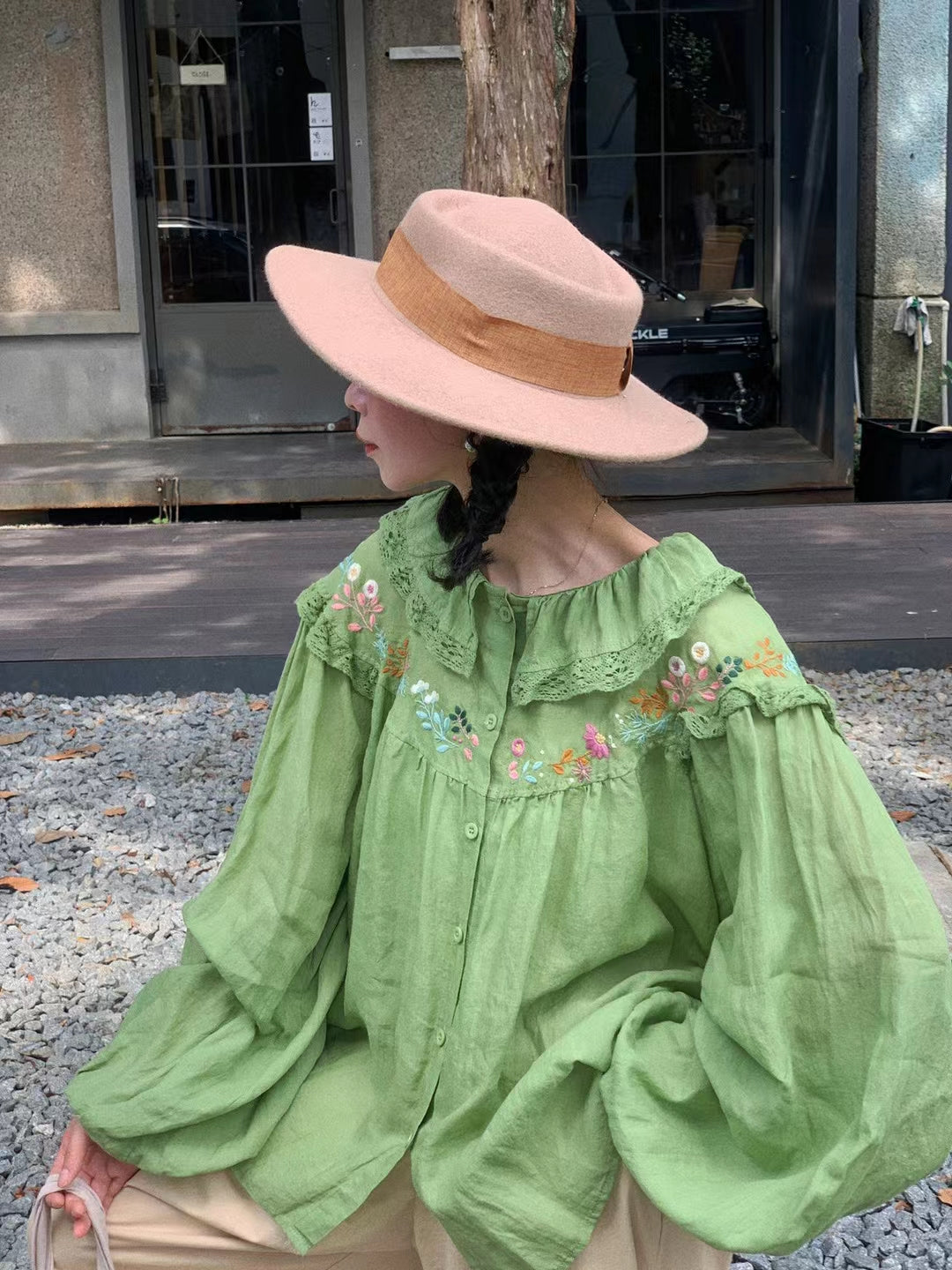 Forestcore Embroidered Linen Blouse– The Cottagecore