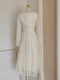 Vintage Lace Neck Slim Dress