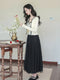 Romantic Lace Trim Knit Cardigan + Vest + Long Skirt 3pcs Set