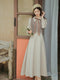 Plaid Vest+Vintage Dress 2pcs Set