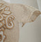 Beige Embroidered Pleated Dress