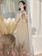 Vintage Faux Fur Sleeve Top + Long Skirt 2pcs Set