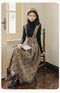 Knit Turtleneck Top + Corduroy Floral Pinafore Dress 2pcs Set