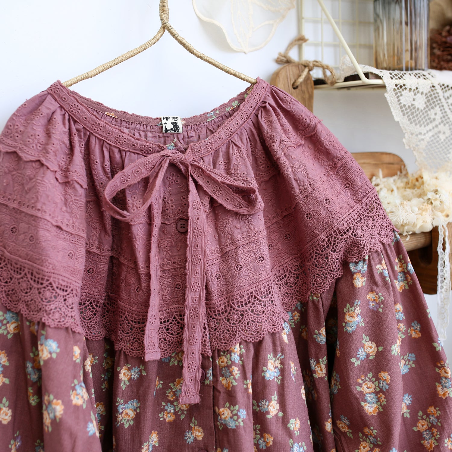 Farmcore Cotton Lace Patchwork Floral Shirt– The Cottagecore