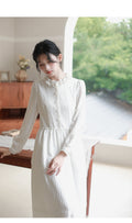 Frilled Collar White Vintage Midi Dress