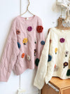 Hand Crocheted Flowers Sweater