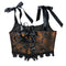 Retro Painting Jacquard Boned Lace Up Bustier