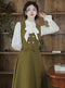 Vintage Elegant Striped Overall Dress + Royal Blouse