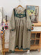 Cute Embroidered Fleece Lined Drawstring Dress