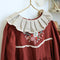 Lotus Leaf Collar Embroidered Linen Dress