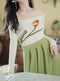 Retro Romance Knit Top + Fresh Green Skirt 2pcs Set