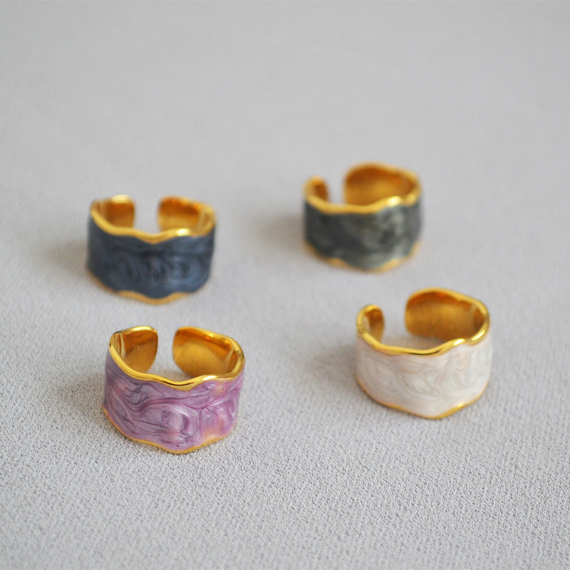 Handmade Enamel Open Rings– The Cottagecore
