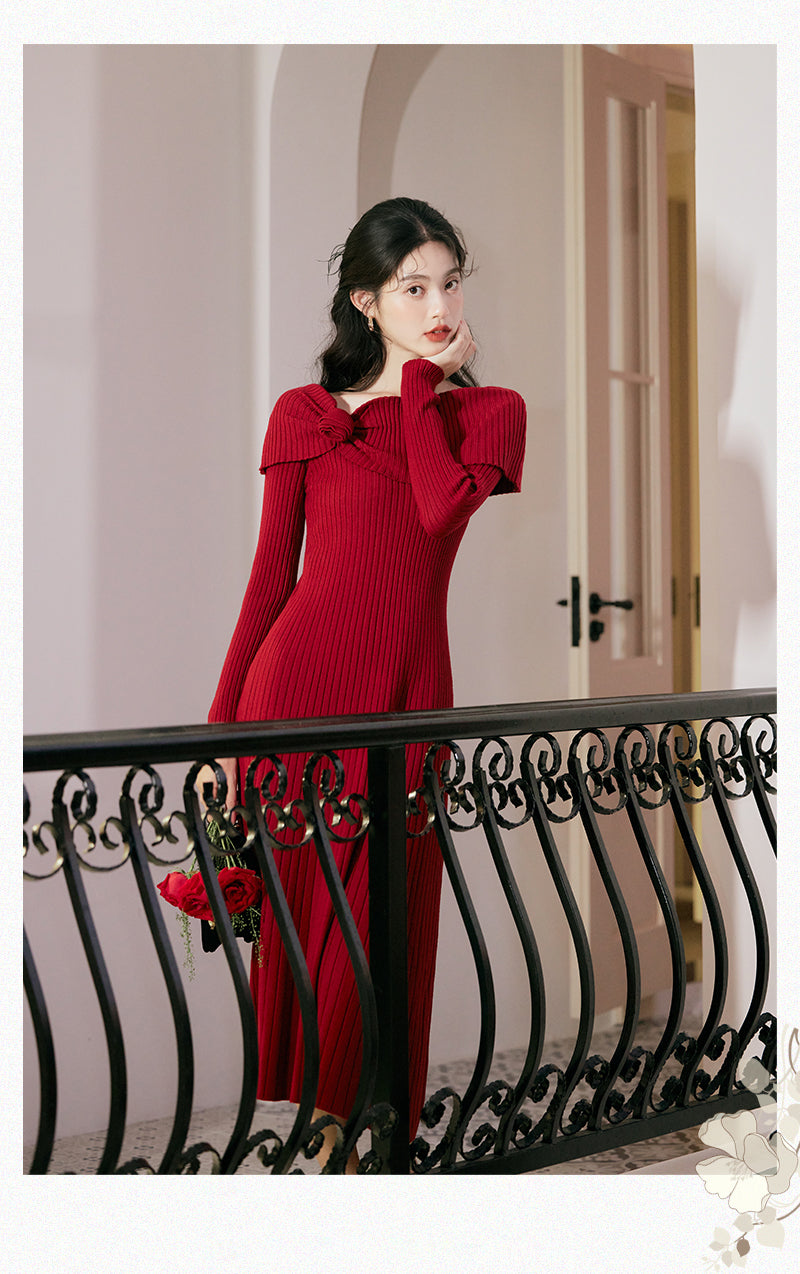 Goosudu Boat-Neck Knit Dress