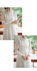 Frilled Collar White Vintage Midi Dress