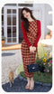 Retro Drawstring Plaid Dress + Knit Cardigan