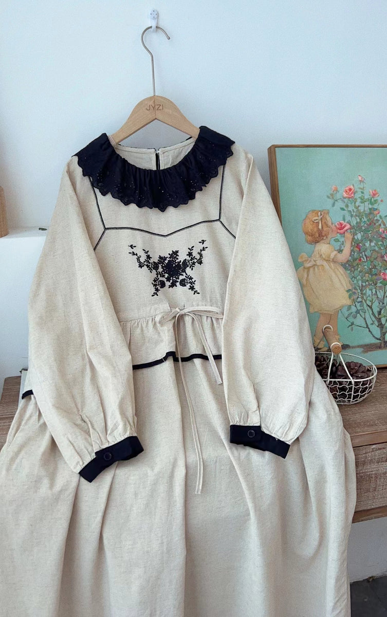 Lace Collar Linen Dress– The Cottagecore