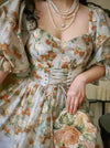 Vintage Floral Lace Up Dress