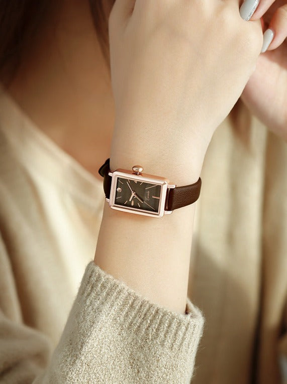 Rectangle Stylewatch Rectangle Leather Bracelet Watch– The Cottagecore
