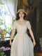 Square Neckline White Vintage Dress