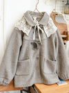 Cute Woolen Coat With Detachable Lace Collar