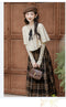 Vintage Academia Caped Top + Plaid Long Skirt 2pcs Set