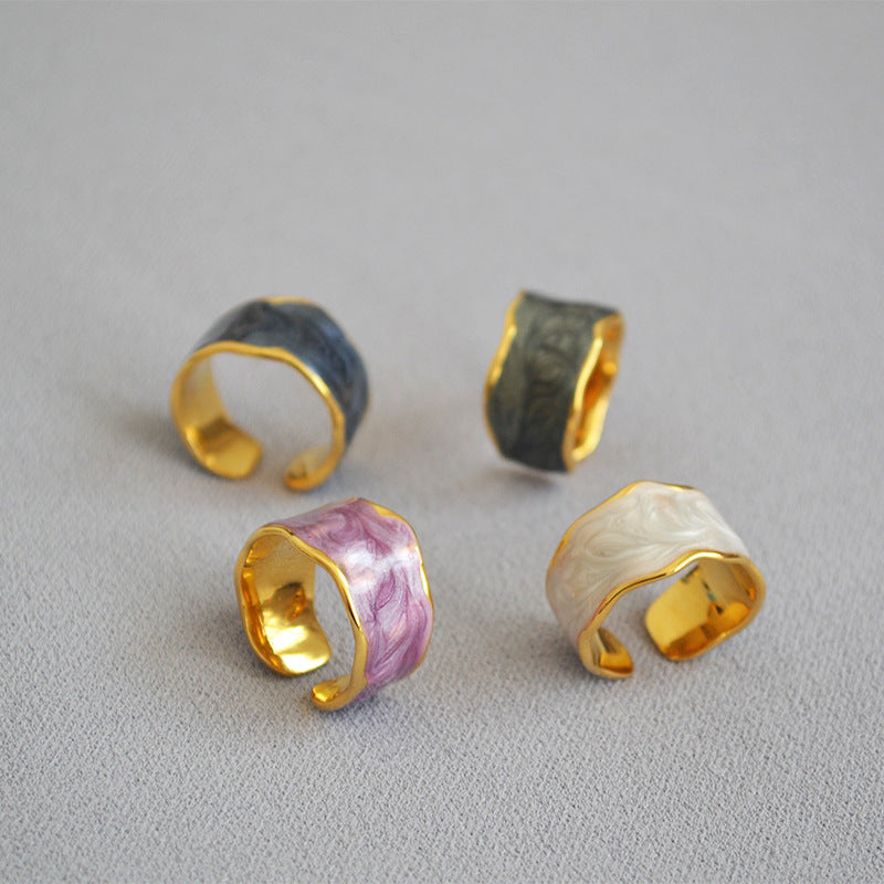 Handmade Enamel Open Rings– The Cottagecore
