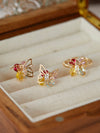 Colorful Butterfly CZ Diamonds Earrings/Ring