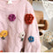 Hand Crocheted Flowers Sweater
