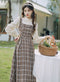 Academia Patchwork Fake 2pcs Plaid Dress